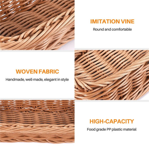 2pc Rattan Plastic Basket Cutlery Basket Rectangular Storage Box Cutlery Fork Chopsticks Bread Cake Fruit Storage 1