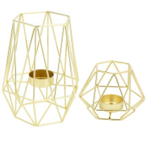 Set Von 2 Gold Geometrischen Metall Tee Licht Halter für Wohnen Zimmer & Bade Zimmer Dekorationen - Mittel StüCke für Hochzeit & Esszimmer,