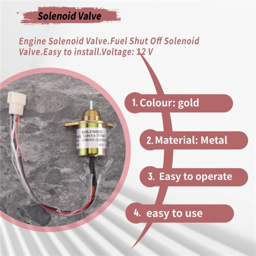 12V Engine Fuel Shut Off Solenoid Valve Shutdown for  119653-77950 2