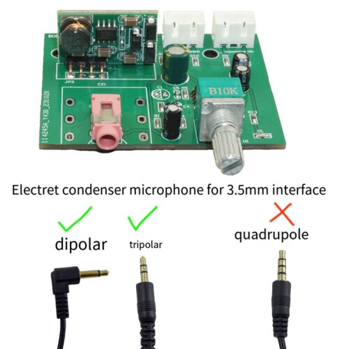 Dynamic Microphone Capacitor Amplifier Preamplifier Mic Pickup Small Signal Amplification Circuit Module 6.5mm Interface 2