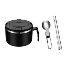 1200ml Noodle Bowl with Lid, Stainless Steel Instant Noodle Bowl, Rapid Ramen Bowl with Filterable Lid Black