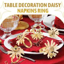 Conjunto de 6 AnéIs de Guardanapo de Girassol Margarida, Porta-Argolas de Ouro Bee para DecoraçãO Formal ou Casual de Mesa de Jantar