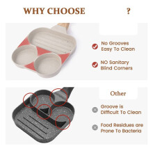 Egg Pan Nonstick, Egg Frying Pan Skillet, 3-In-1 Breakfast Grill Pan, Egg Pan, Healthy Cookware Egg Cooker Pan