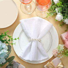 100 Stück Serviettenringe Aus Perlen, Serviettenringhalter, Serviettenringe Aus Perlenimitat, Elegante Serviettenringe mit Strasssteinen und Schnalle