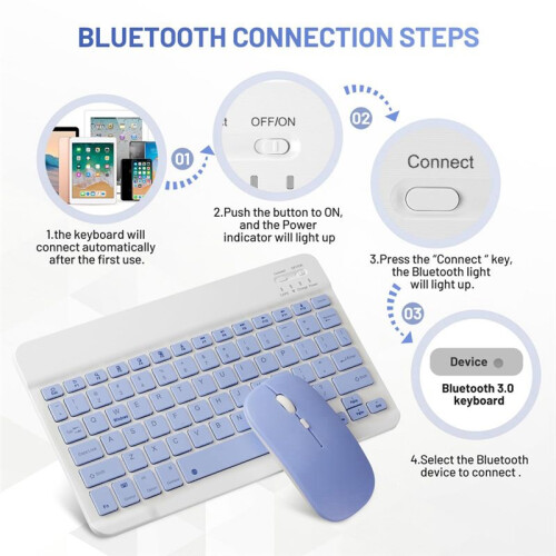 10 Inch  Keyboard Rechargeable Ultra-Slim Wireless Mouse Keyboard Set for Android Windows Tablet   B 2