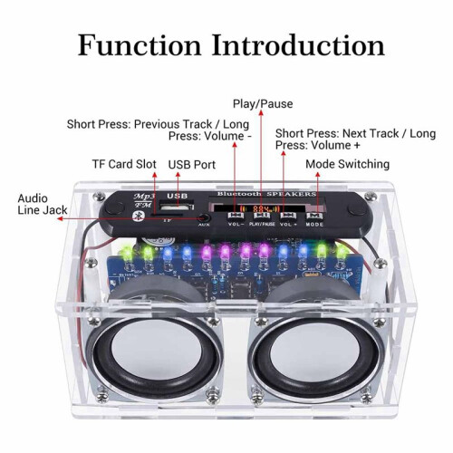 DIY  Speaker Kit,Recording Function FM Radio Soldering Practice Kit with LED Spectrum and Remote Control 1