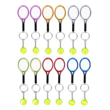 12-Teiliger -TennisschläGer-SchlüSselanhäNger, Modischer Tennisball-Split-Ring-SchlüSselanhäNger für Sportliebhaber-Team