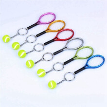 Llavero de Raqueta de Tenis de 12 Piezas, Llavero de Anillo Dividido de Pelota de Tenis de Moda para el Equipo de Amantes del Deporte