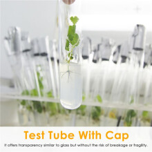 100Pcs 12X100mm Transparent Laboratory Clear Plastic Test Tubes Vials with Push Caps School Lab Supplies