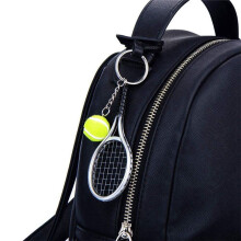 12Pcs Tennis Racket Keychain Key Ring, Fashionable Tennis Split Ring Keychain for Sport Lovers Team
