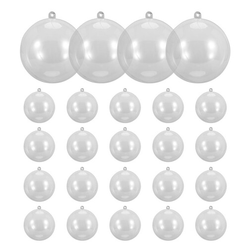 24 Balls/Batch DIY 80mm Christmas Tree Hanging  Transparent  Transparent Plastic Filled  Ornament