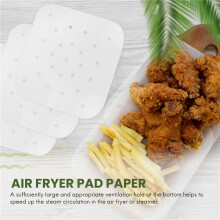 100 PièCes SéRies Friteuse à Air Papier Parchemin Perforé Non Blanchi CarréE Friteuse à Air Doublures de Parchemin à la Vapeur