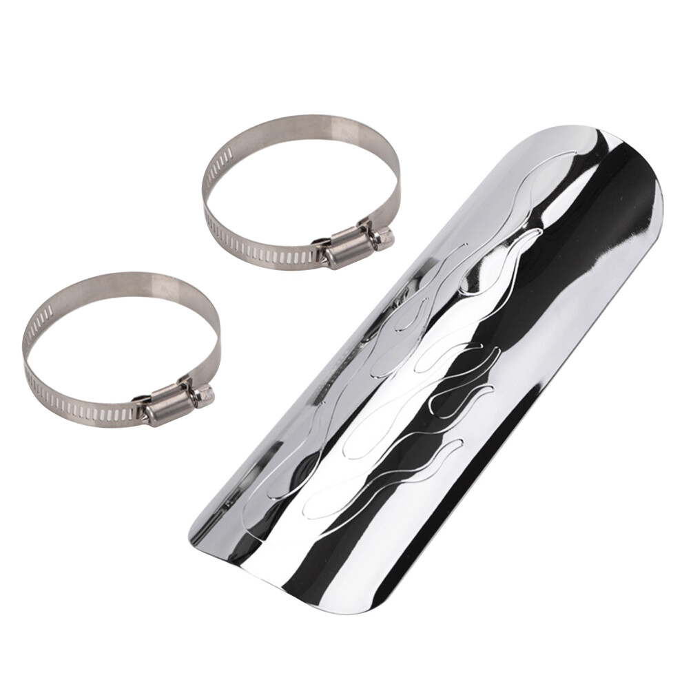 Motorcycle Flame Exhaust Muffler Pipe Heat Insulation Shield Insulation Cover For Chopper Thermal Silver 6031501804686
