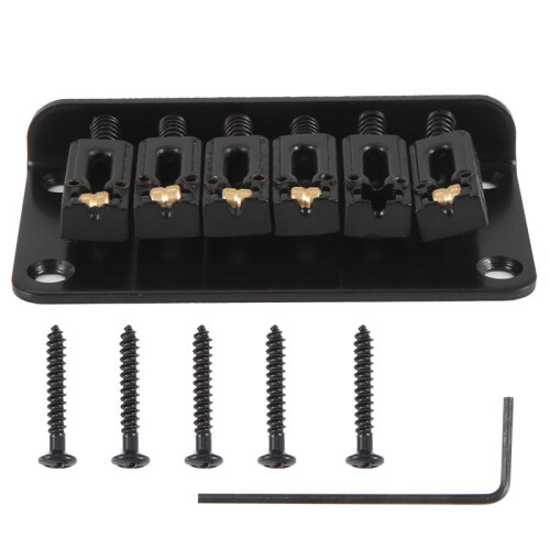Hardtail Guitar Bridge Body Through per 6 Parti Elettriche Nero