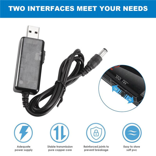 Usb Boost Cable 5V Step  To 9V 12V  Voltage Converter 1A Step- Volt Transformer  Power Regulator With  And Led Voltmeter Display 2