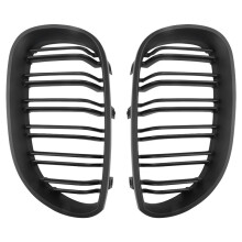 Front SchüRze Motor Haube Nieren Grill Ersatz Dual Slat Sport Gitter für 5 Series E60 E61 2003-2009 (Matt Schwarz)