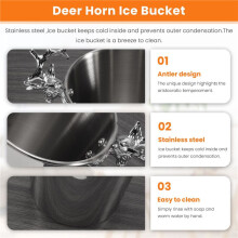 Stainless Steel Ice Buckets,Deer  Handle,Insulated Ice Bucket,Wine Buckets Champagne Bucket for Paties and Bar (S)