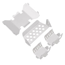 Stainless Steel Front Bumper Lower + Axle + Gearbox Mount Protection Skid Plate Set for 1/10 RC Crawler AXIAL SCX10 II 90046 90047 90060