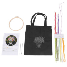 Embroidery Kit for Beginners with 1 Canvas Tote Bag 1 Embroidery Hoop Thread and Needle-A