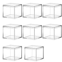 8 Pieces Of Transparent Acrylic Plastic Square Square Jewelry Box Storage Box with Lid Square Container 120Ml