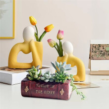 Livro Literário de Resina Vaso Floral Simulação Suculenta Vaso de Flores para Jardim Paisagem Sala de Estar Plantador Decorativo