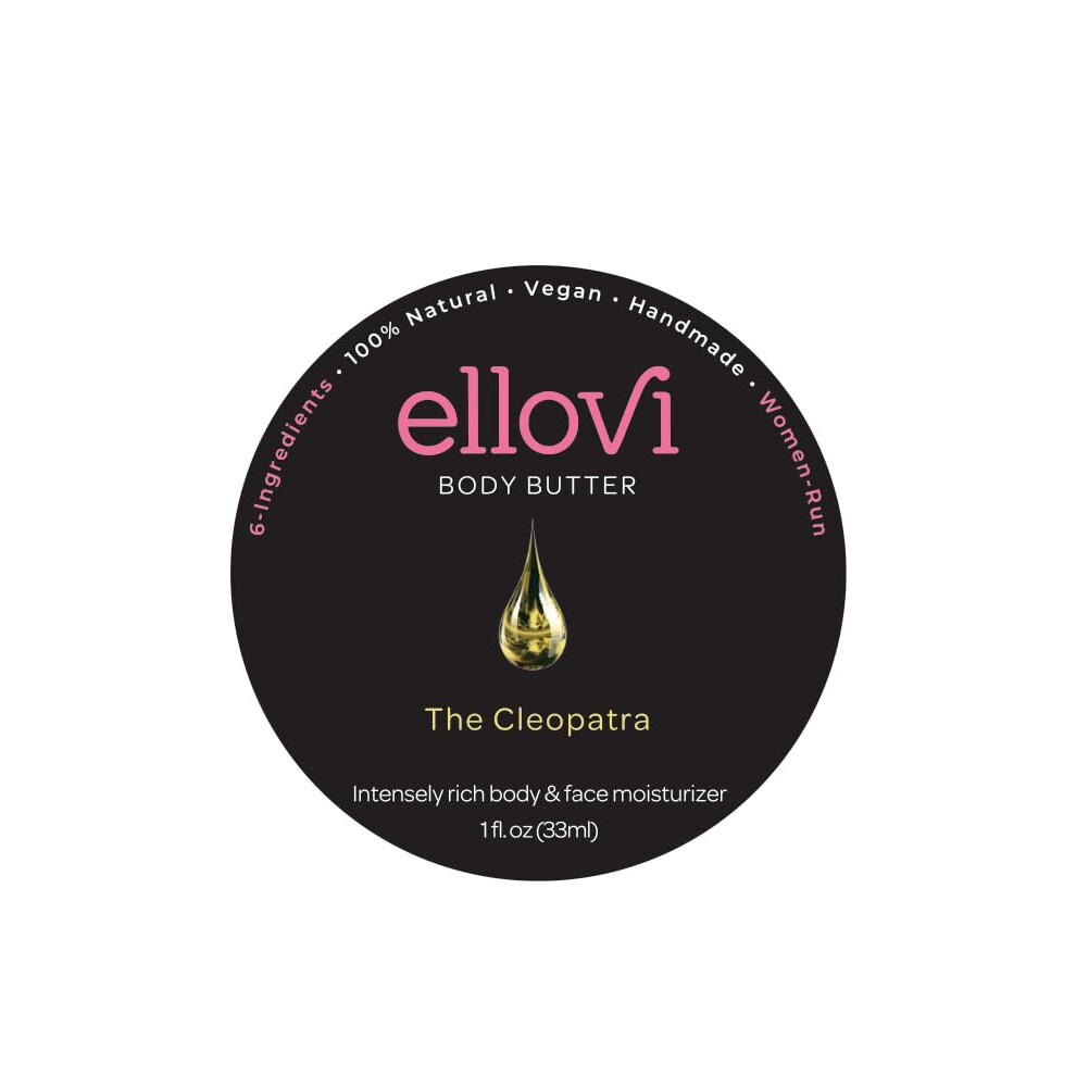Ellovi All-Natural Body Butter - The Cleopatra - Pure Enough To Eat - Made With Just 6 Vegan Ingredients - Ultra-Rich 100% Plant-Based Moisturizer For