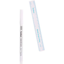 1 Set Witte Tattoo Tip Markers Huid Marker Pen, Marker Pen met Papier Liniaal, voor Wenkbrauwen Lippen Huid