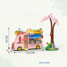 (GuandongStore)Fairy Tale Town Studio Sun Room Cafe Assembly Art Building Blocks Toys Girls