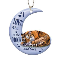 (Tiger) Flat Moon Frog Acrylic Hanging Interior Pendant Animals Bag Ornaments Home Decor