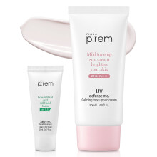 MAKEPREM UVA UVB Defense Me Calamine Calming Sun Cream SPF 50+ PA++++ 1.69 Fl Oz Korean Mineral Sunblock VEGAN Sunscreen Reef-safe Mild Non-Irritating