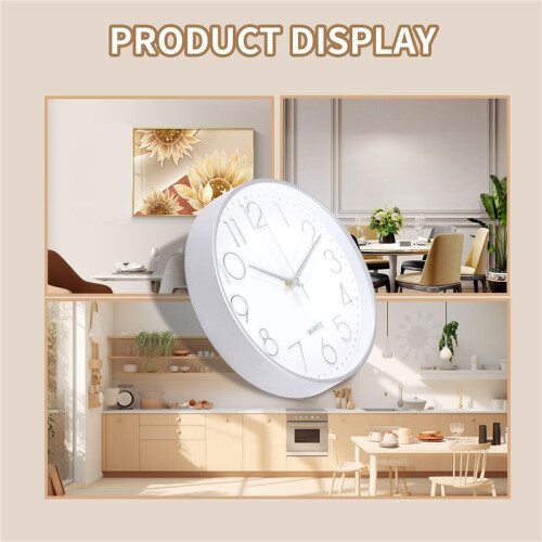 Premium Silver Wall Clock, Wall Decoration, Modern Silent Wall Clock for Home Office Kitchen (25cm, Silver) 2
