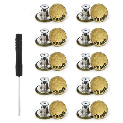 100 Pack Jeans Button Replacement 17mm Removable Jeans Button Accessories