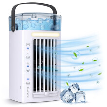 Portable Air Conditioner Fan 3 in 1 Desk Air Cooler and Humidifier with 3 Fan Speeds and 7 Colors LED Light for Bedroom