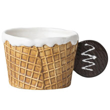 Cookie Water Cup Cute Ceramic Mug Office Afternoon Tea Coffee Cup Home Breakfast Milk Cup,Brown,Round Handle