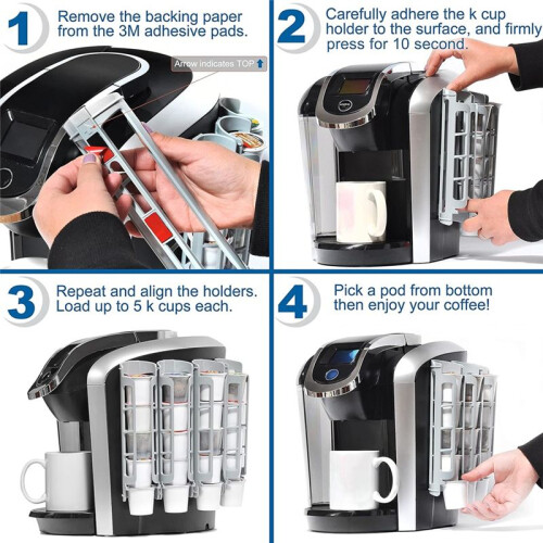 2pcs Coffee Pod Holder Side Mount for K Cup Pods Dispenser for Single-Serve Coffee Makers Gray 1