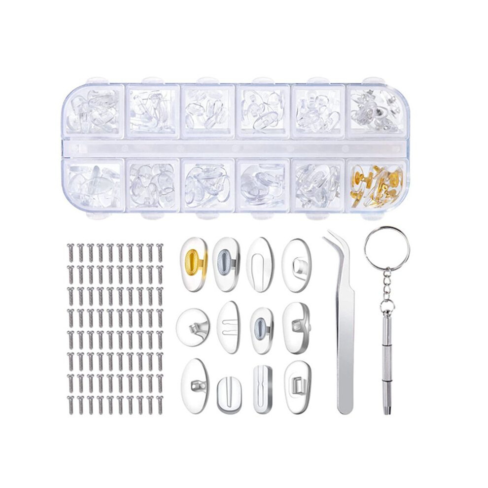 Eyeglass Nose Pads,Soft Jelly-Like & Air Chamber Silicone Nose Pads,Screw-in Glasses Nose Pad Replacement Kit
