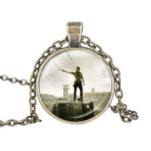(Style D) Zombie The Walking Dead Cabochon Tibetan Bronze Glass Pendant Decor Necklace