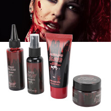 4-teiliges Kunstblut-Set Koagulierendes Gel & Spray Rot