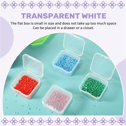 16 Pack Clear Plastic Beads Storage Containers Box with Hinged Lid for Small Items, Diamond, Beads (2.2X2.2X0.79In) 2