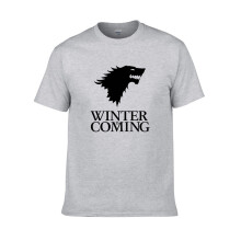 (Light Gray, M) Of Thrones Game Ice Wolf Men Unisex Short Sleeve Casual T Shirt Tshirt Tops Tee