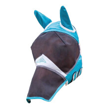 (Pony, Teal) Shires Fine Mesh Horse Fly Mask With Ears & Nose