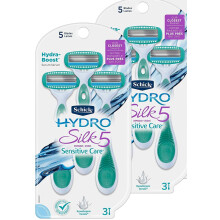 Schick Hydro Silk Sensitive Women's Disposable Razors, 3ct | 5-Blade Disposable Razors for Women Sensitive Skin | Travel Razor for Women