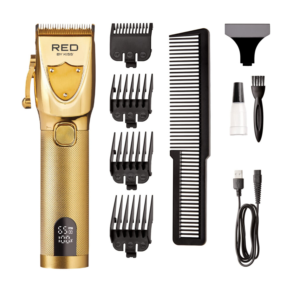 Red By Kiss Cordless Hair Clippers, Hair Trimmer For Professional Haircut, Grooming Kit For Men Ultra Clean-Cut Clipper