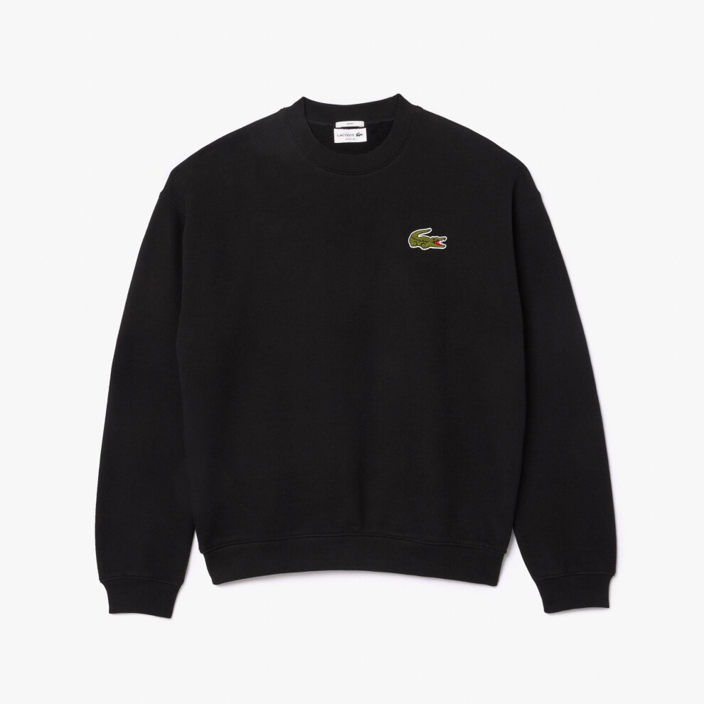 Lacoste (Xs, ) Unisex Adult Accent Badge Fleece Loose Fit Sweatshirt Black