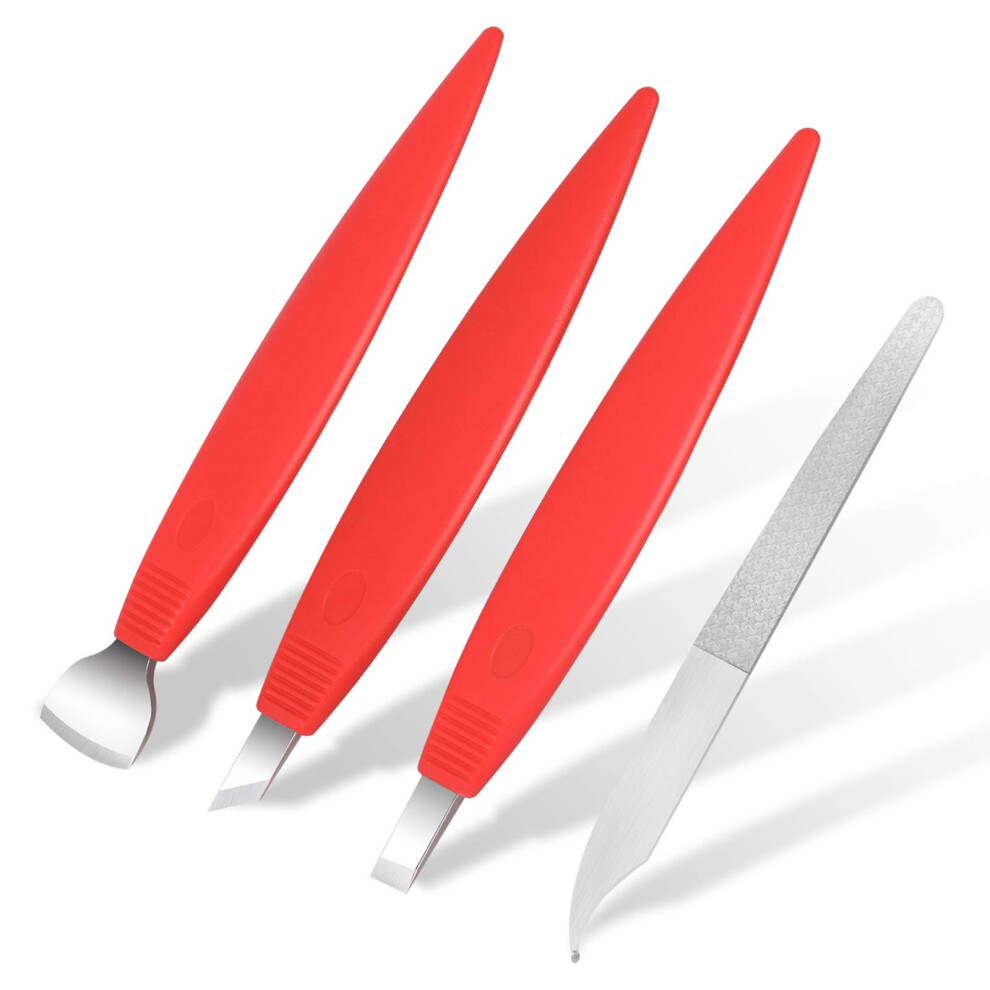 Bezox Red Ingrown Toenail Removal Blades And Foot Callus Knife - 3 Different Blades Pedicure Knives With Toenail Lifter And Thick Nail File