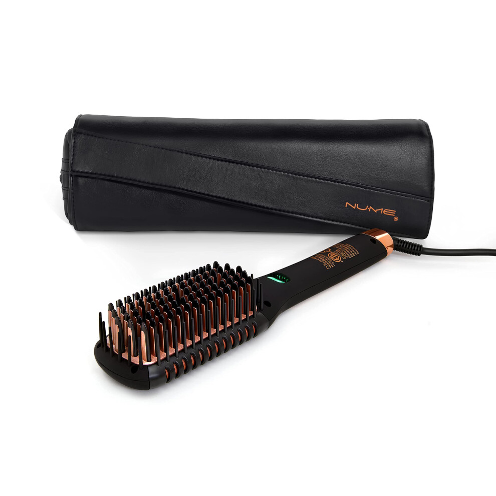Nume Ionic Straightening Brush With Tourmaline Ceramic Bristles & Edges - Negative Ion Conditioning Technology For Smooth, Frizz Free And Healthy Hair