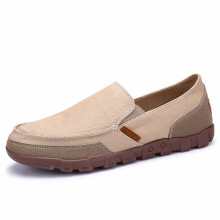 (Beige,EU 40)Chaussures décontractées en toile pour hommes mocassins plats de conduite bateau à enfiler confortables respirantes