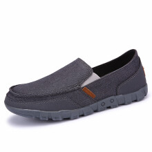 (Gray,EU 44)Mens Casual Canvas Shoes Flats Driving Loafers Boat Slip On Comfy Breathable