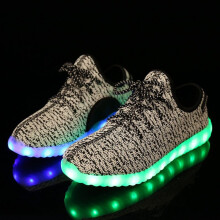 (White,34Foot Length22cm)Sneakers Luminose Led Carica Usb Bambini Taglio Basso Scarpe Moda Regalo Casual