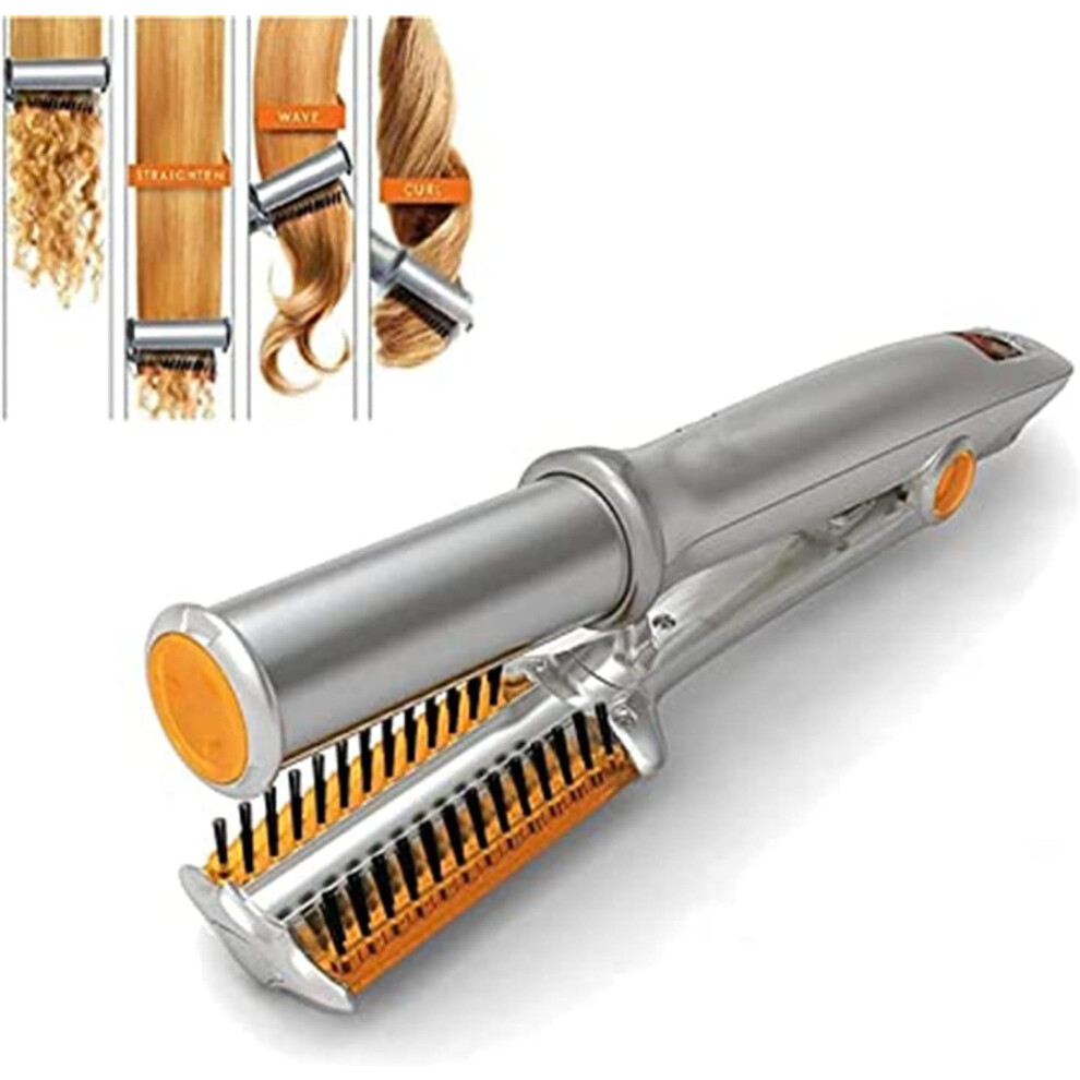 2 in 1 Hair Straightener and Curler with Rotating Curl Barrel, Adjustable Heat Control for Smooth Frizz Styling